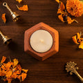 Handmade Hexagonal Terracotta Clay Diya and Candle Holder