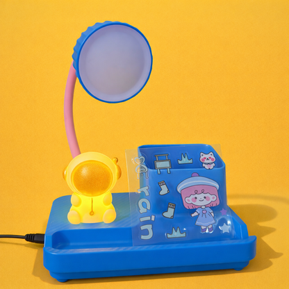 Blue Astronaut LED Desk Lamp with Pen Holder & Organizer for Study Table & Kids Room