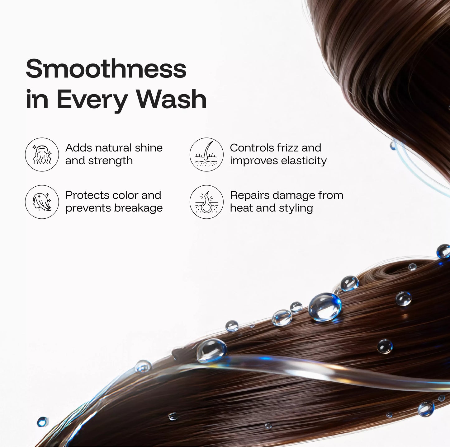 Application of frizz repair shampoo on wet hair for nourishment
