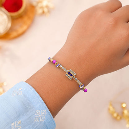 Bold Square Stone Rakhi for Raksha Bandhan Gifting (Pack of 6)