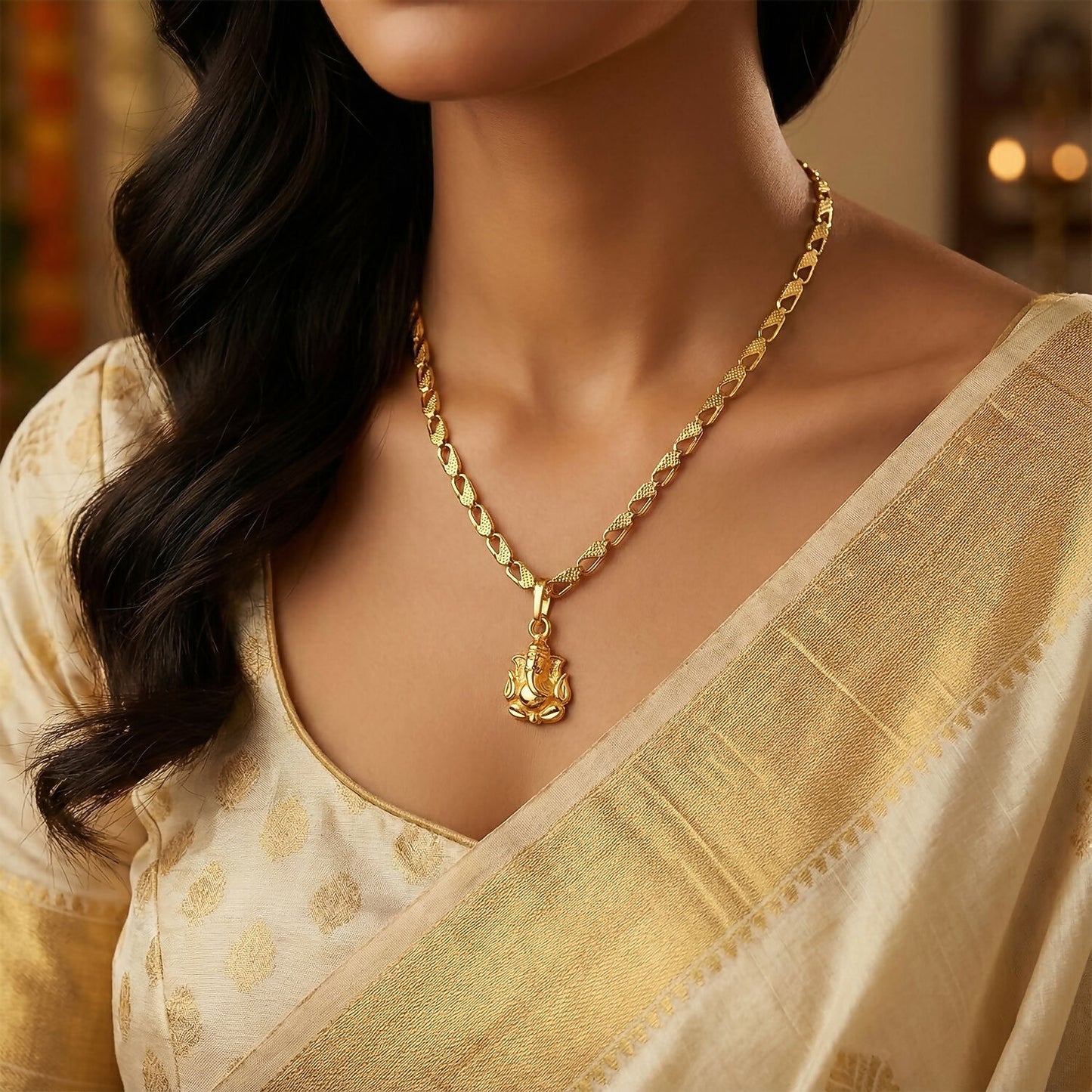 Lord Ganesha Pendant with Chain – Symbol of Prosperity Necklace