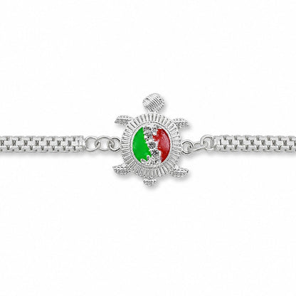 Turtle Rakhi for Brother Silver Enamel Chain Design (10pcs)