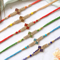Floral Motif Long Bar Rakhi for Raksha Bandhan (Pack of 6)