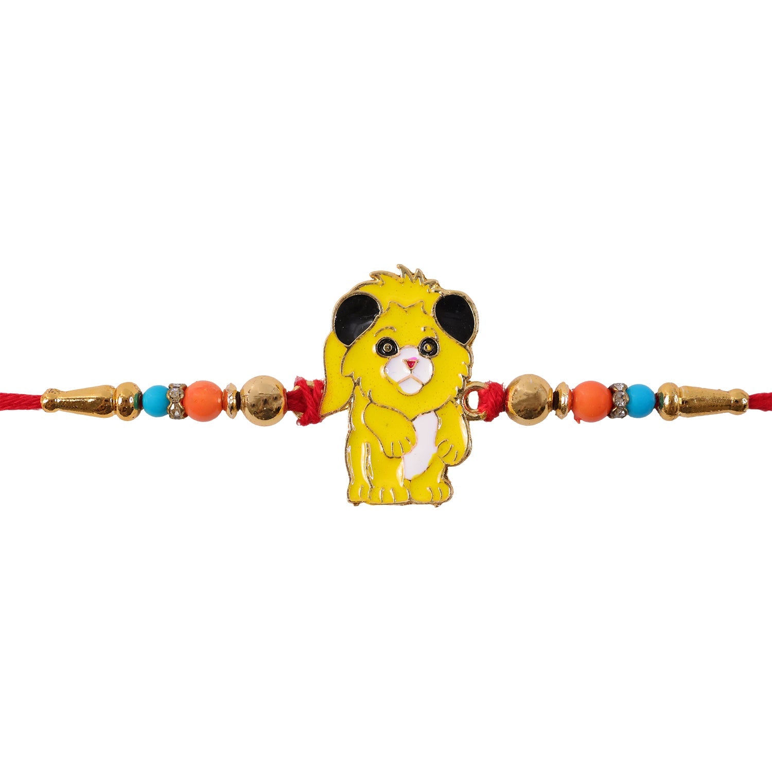Lion Cartoon Kids Rakhi Multicolor Beads & Soft Red Thread (5pcs)