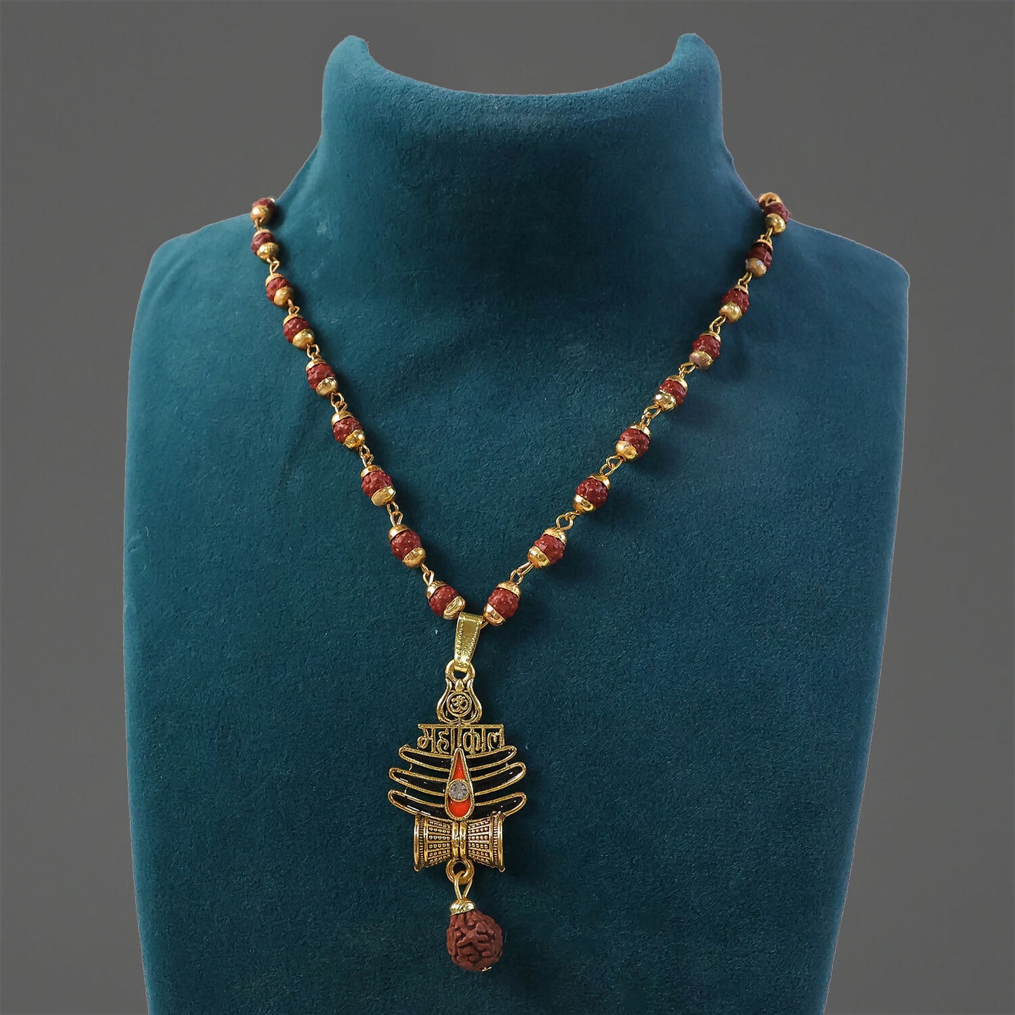 Mahakal Trishul Pendant With Rudraksha Mala & Bracelet Combo