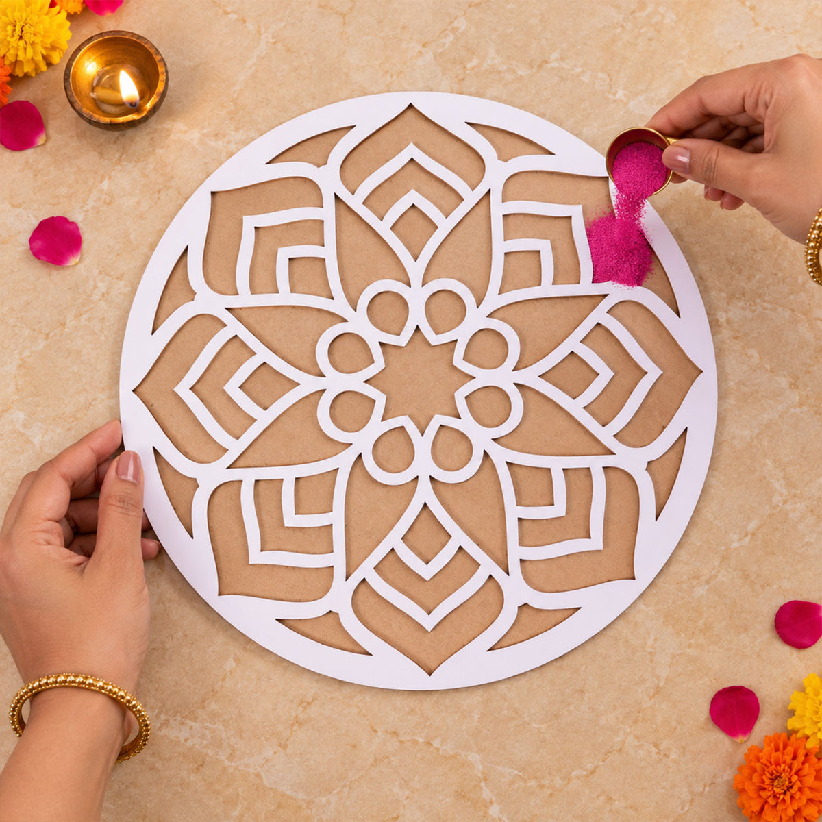 Big Round Rangoli Stencil Board for Home Entrance, Diwali and Festival Decor