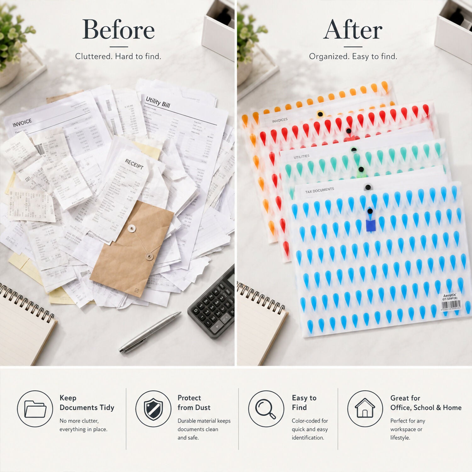 Teardrop design document envelopes in assorted vibrant colors