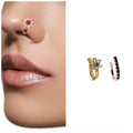 Gold Tone Fake Nose Ring – Black CZ Clip-On, No Piercing Needed