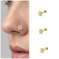 Flat Back Flower Nosepin Stud – Gold Plated with Crystals Combo Pack