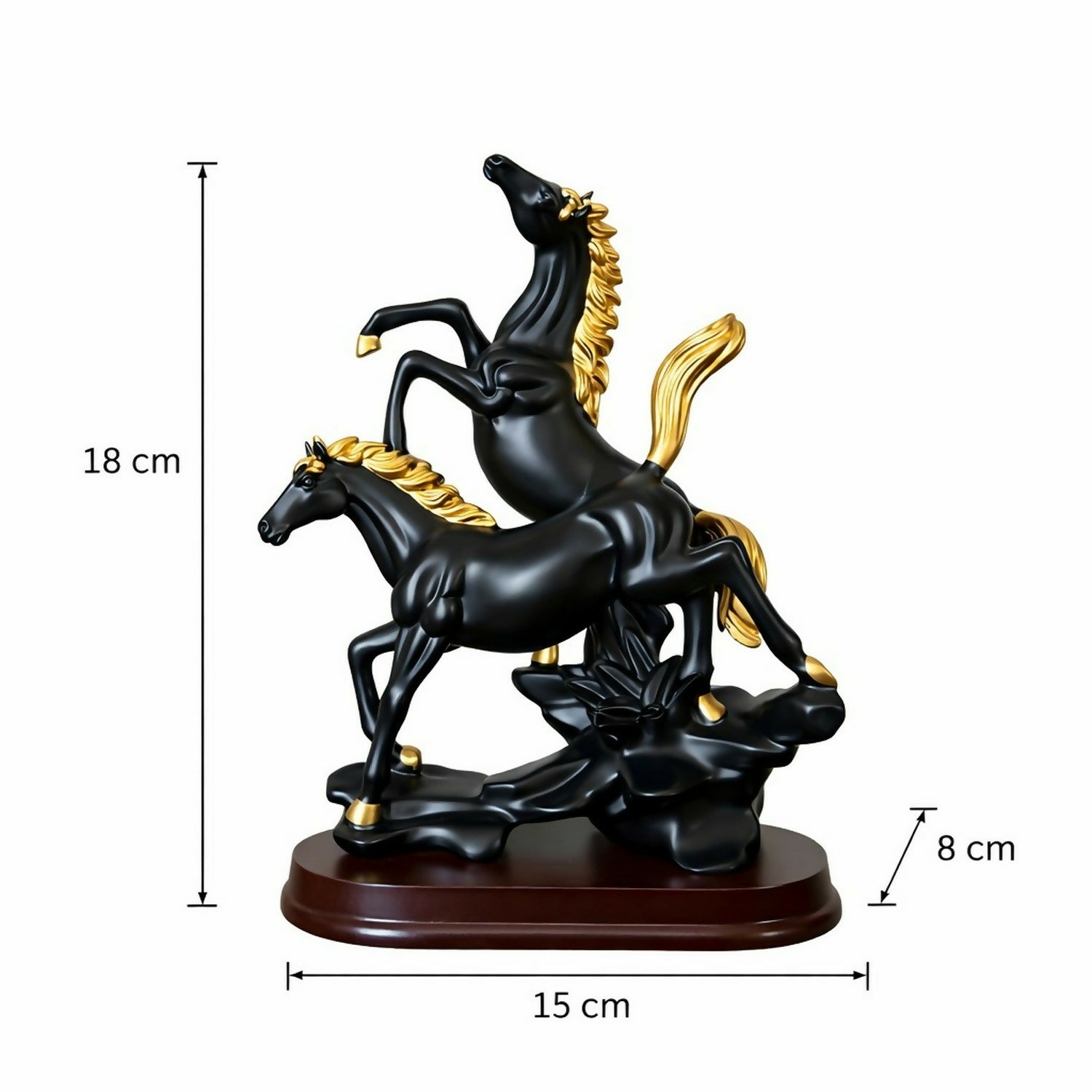 Black Elegant Double Horse Showpiece Decorative Statue for Home & Office Desk