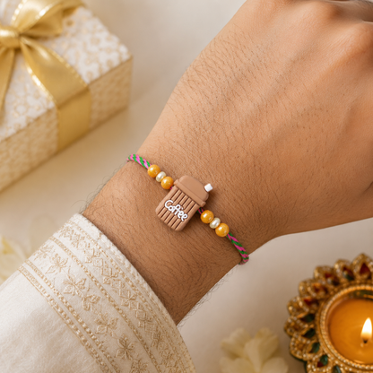 Kids Beaded Rakhi for Brother Coffee Cup Charm Design (5pcs)