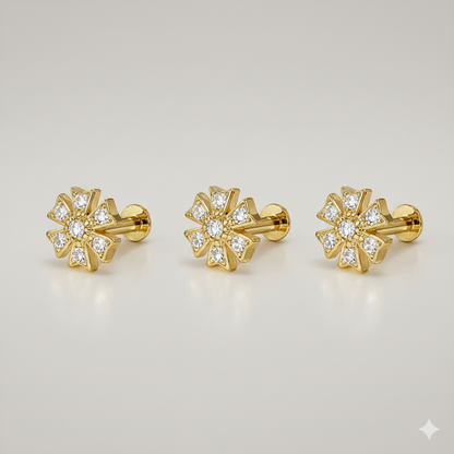 Elegant seven-stone floral nose pin stud for women and girls