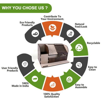 Wooden Multipurpose Desk Organizer Stand With Calendar – Standard Size