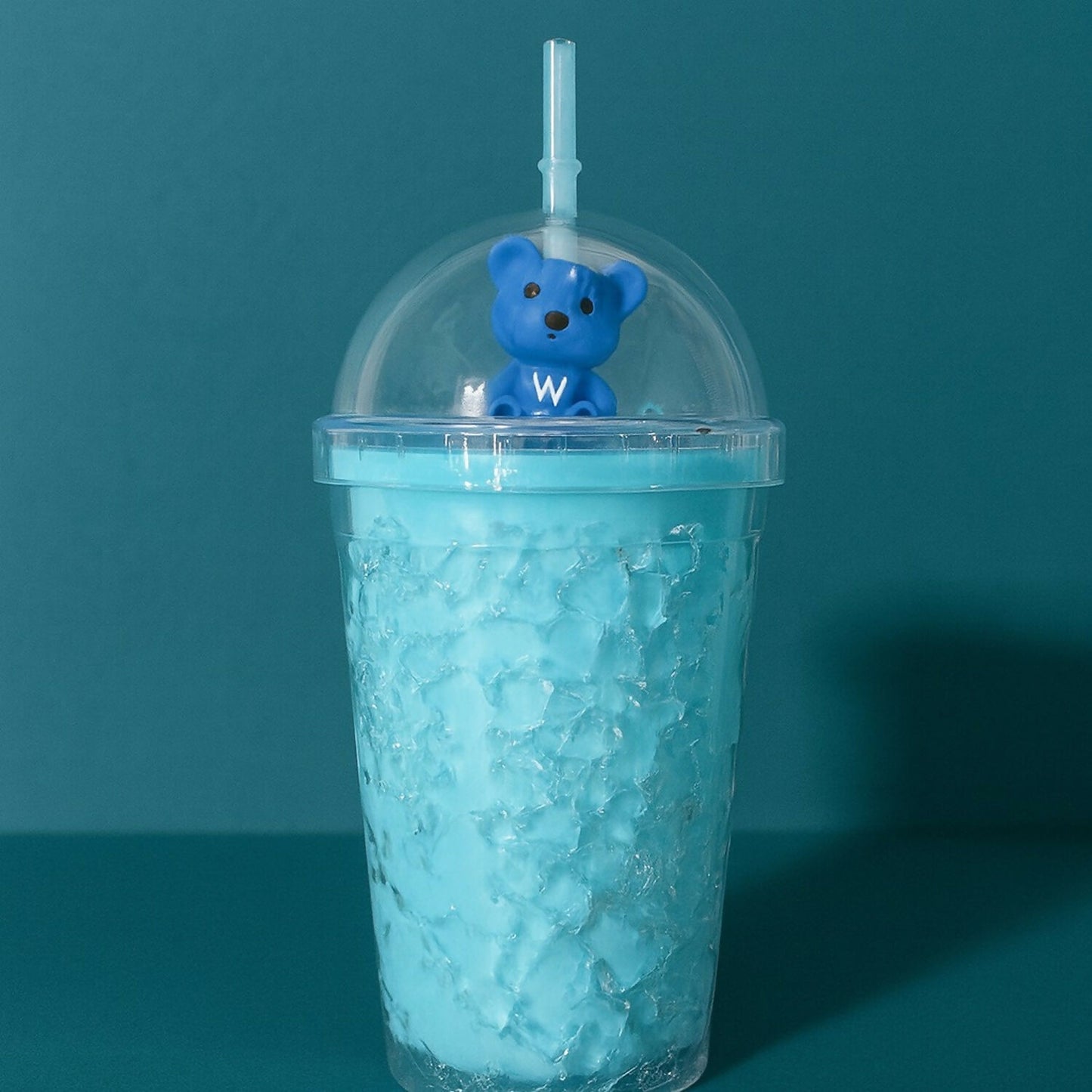 Blue Bear Ice Slush Tumbler with Dome Lid & Straw | 700ml Cute Shake Cup