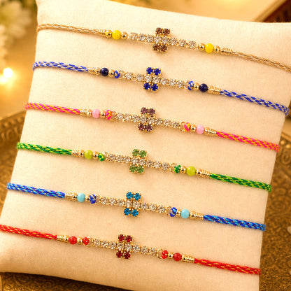 Petite Floral Stone Rakhi for Raksha Bandhan Gifting (Pack of 6)