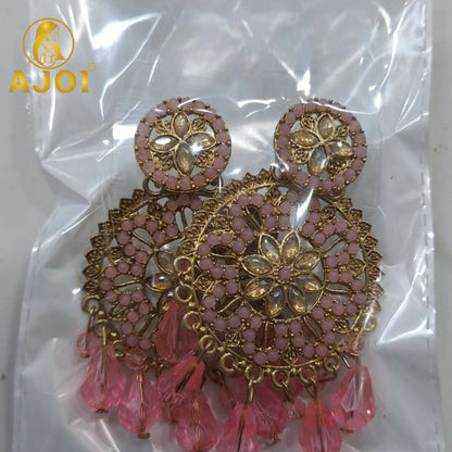 Pink Floral Beaded Earrings