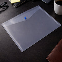 Single Pocket Button Closure Transparent Document File Folder – 5 Piece Combo for Office