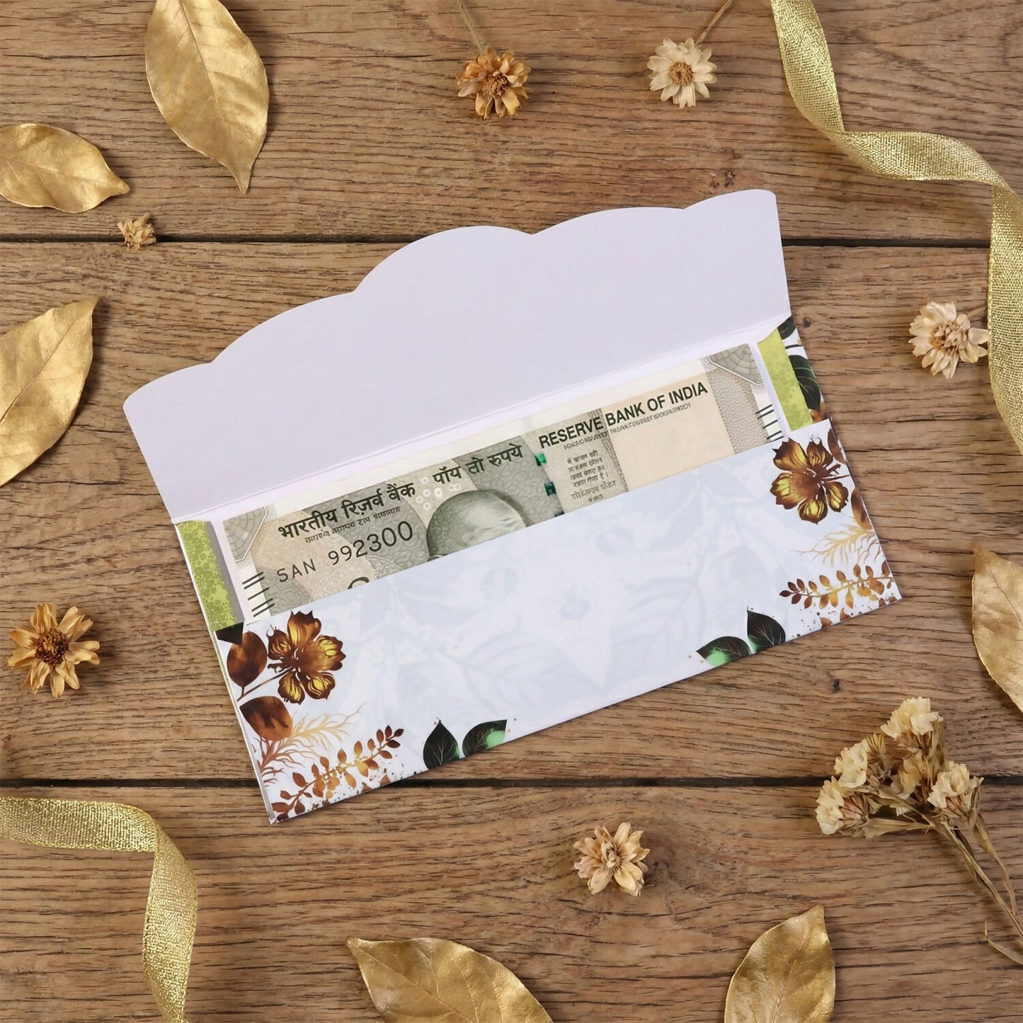Decorative A4 Size Gift & Money Envelopes with Floral Leaf Pattern – Pack of 10 Pcs