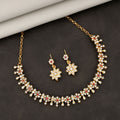 Floral Choker Necklace Set – Elegant Diamond-Look Accent Stones