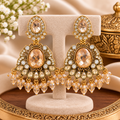 Women’s Antique Gold-Tone Chandelier Jhumka Earrings with Champagne Crystal Stones for Party Wear