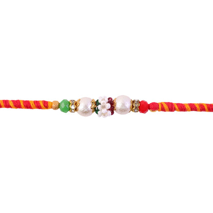 Colorful Golden Stone Rakhi with Bright Beads and Playful Festive Charm