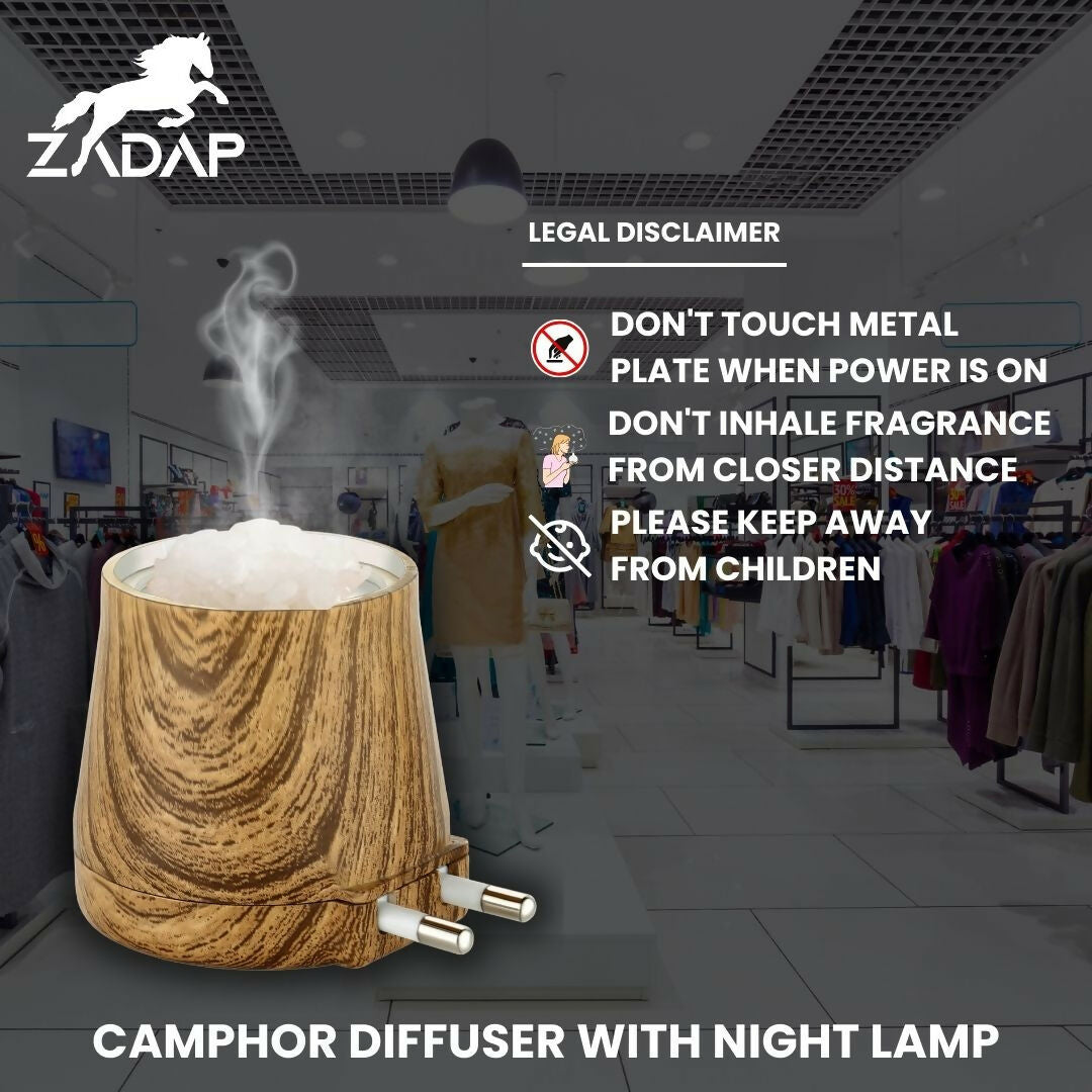 Zadap Wooden Kapoor Dani, Aroma Diffuser, Camphor Burner & Night Lamp