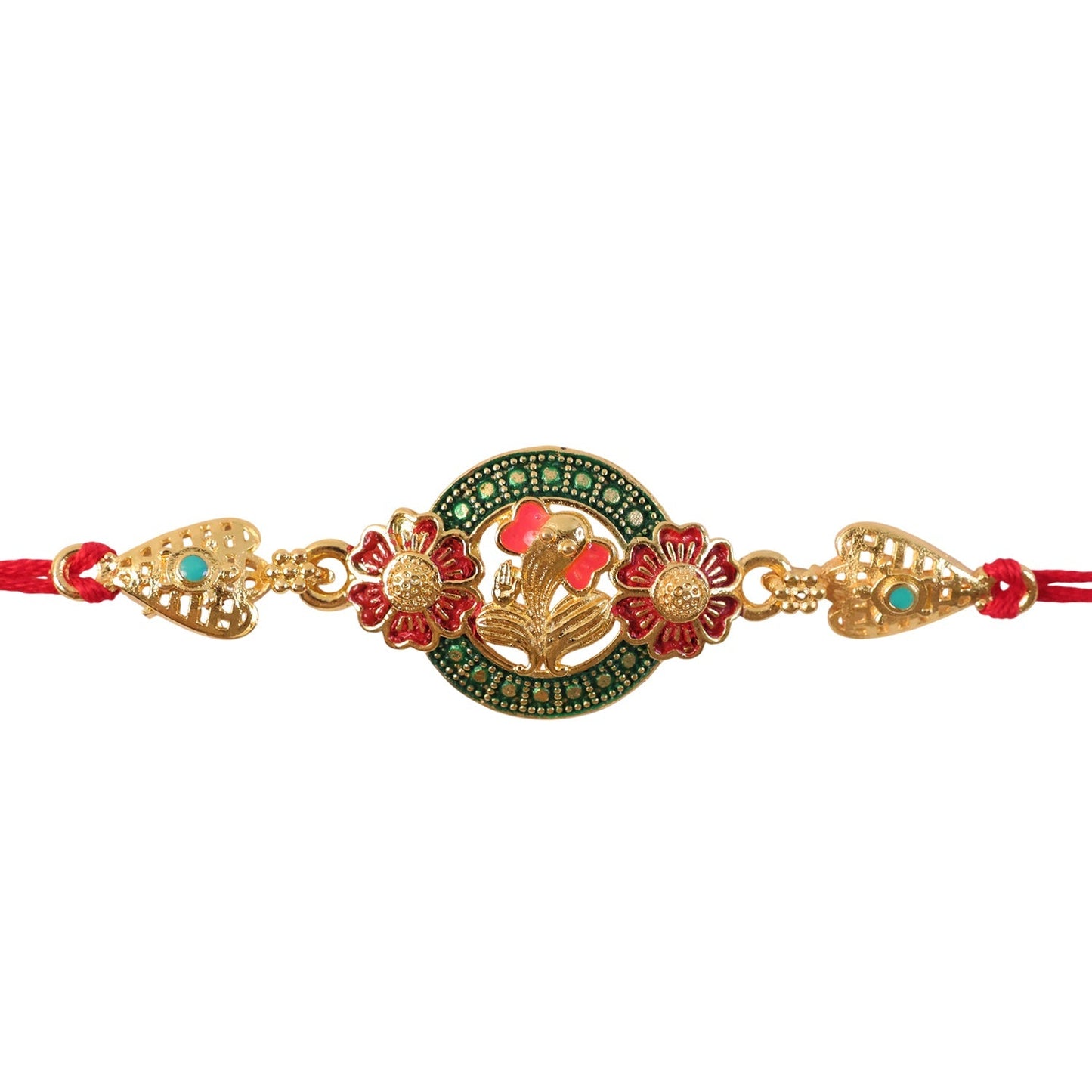 Ganesha Rakhi Kundan Beaded Floral Designer for Brother (5pcs)