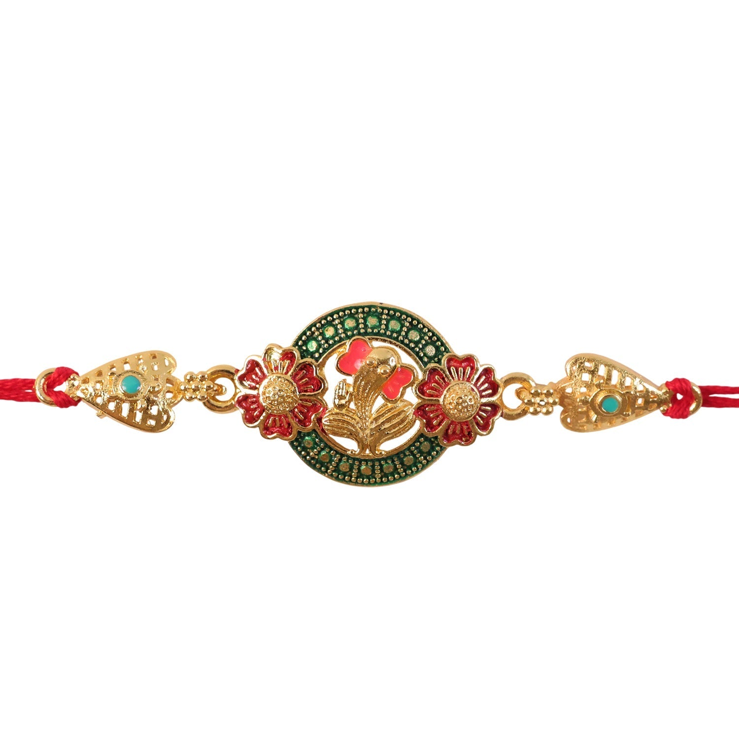 Ganesha Rakhi Kundan Beaded Floral Designer for Brother (5pcs)