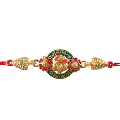 Ganesha Rakhi Kundan Beaded Floral Designer for Brother (5pcs)