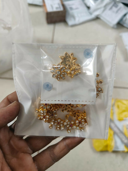 Diamond-Look Floral Choker Necklace Set with Accent Stones