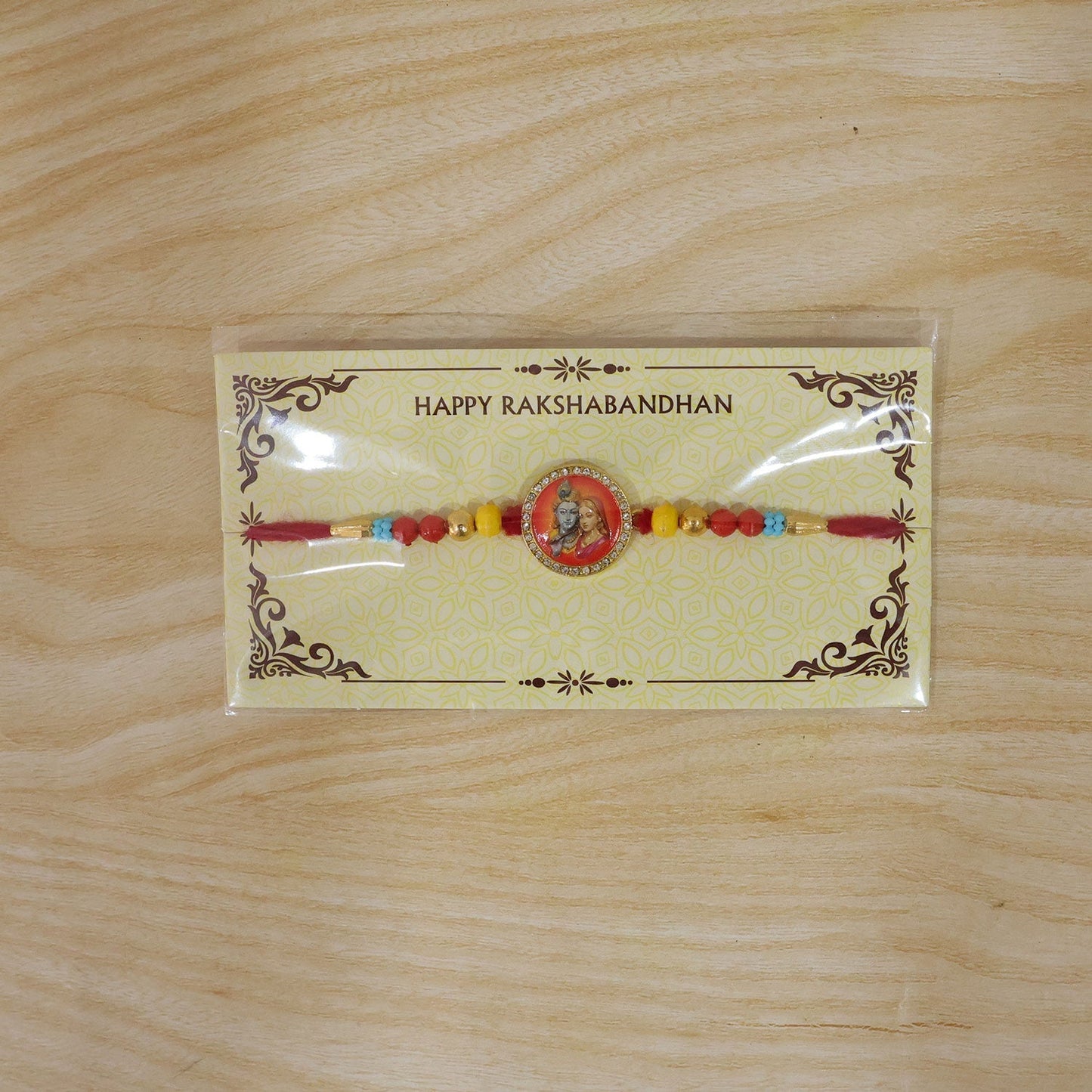 Radha Krishna Stone-Studded Rakhi for Brother Divine Design (10pcs)