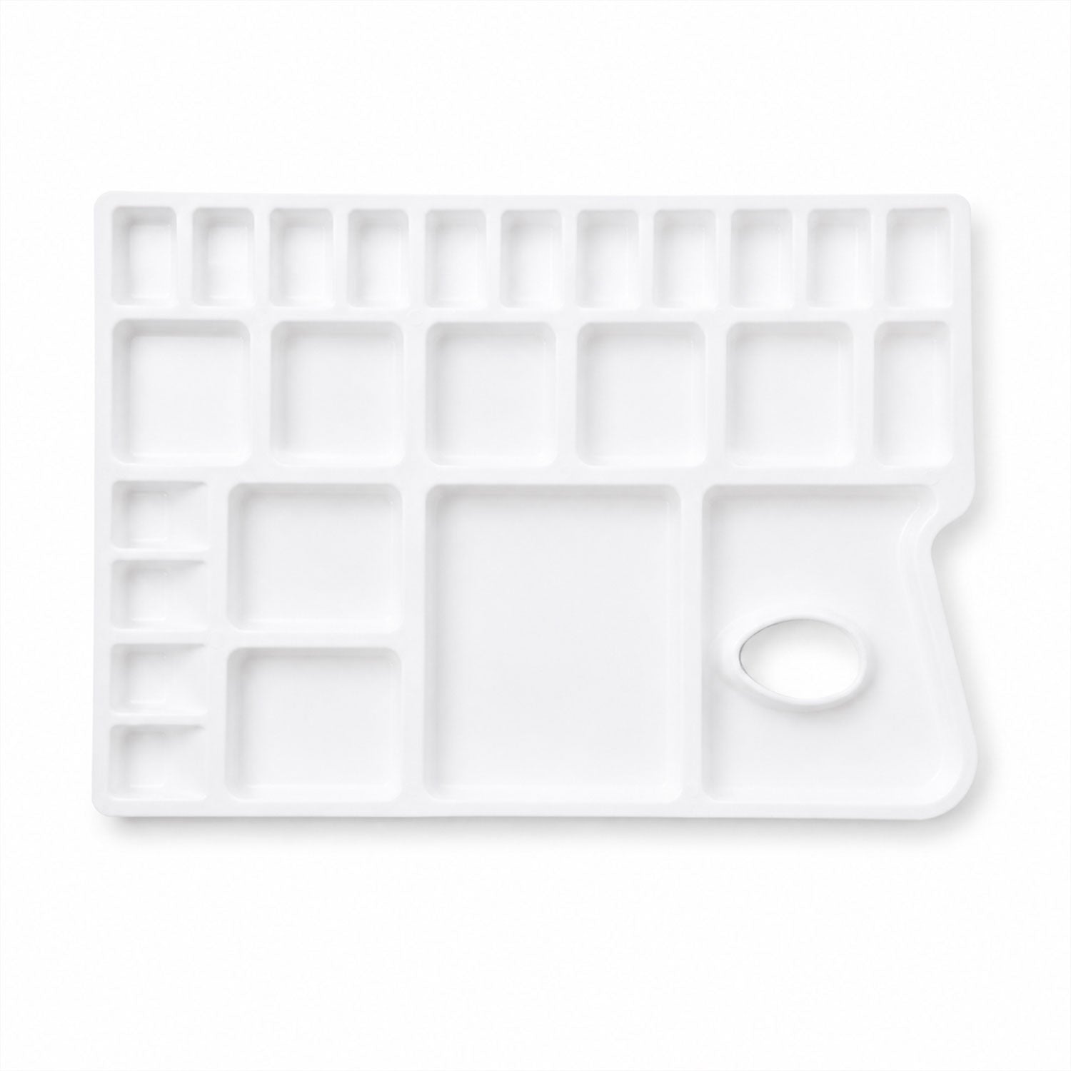 Large Rectangle Colour Mixing Plate Multi Well Paint Palette with Thumb Hole Grip