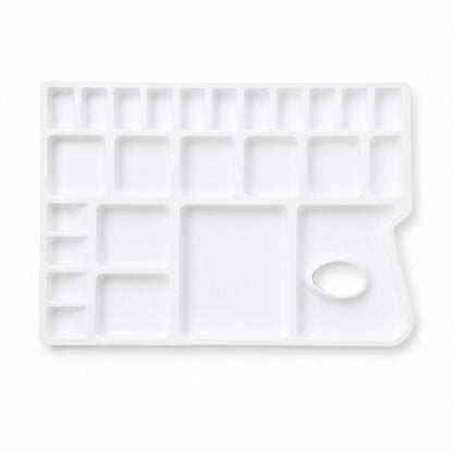 Large Rectangle Colour Mixing Plate Multi Well Paint Palette with Thumb Hole Grip