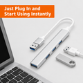 USB Type-A to 4-Port USB 3.0 Hub, 5Gbps Plug & Play Aluminum Alloy Adapter for Laptop