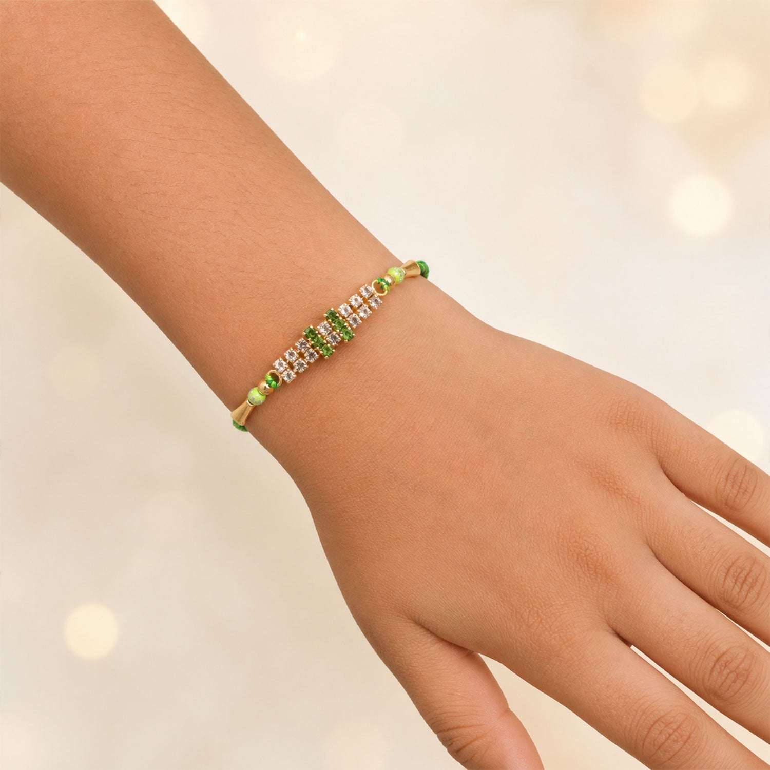 Twin Stone Band Rakhi in Mix Colour Silk Threads (Pack of 6)