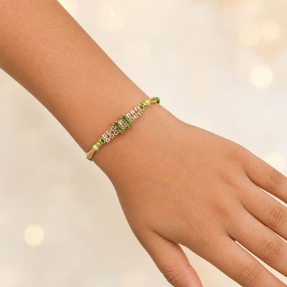 Twin Stone Band Rakhi in Mix Colour Silk Threads (Pack of 6)