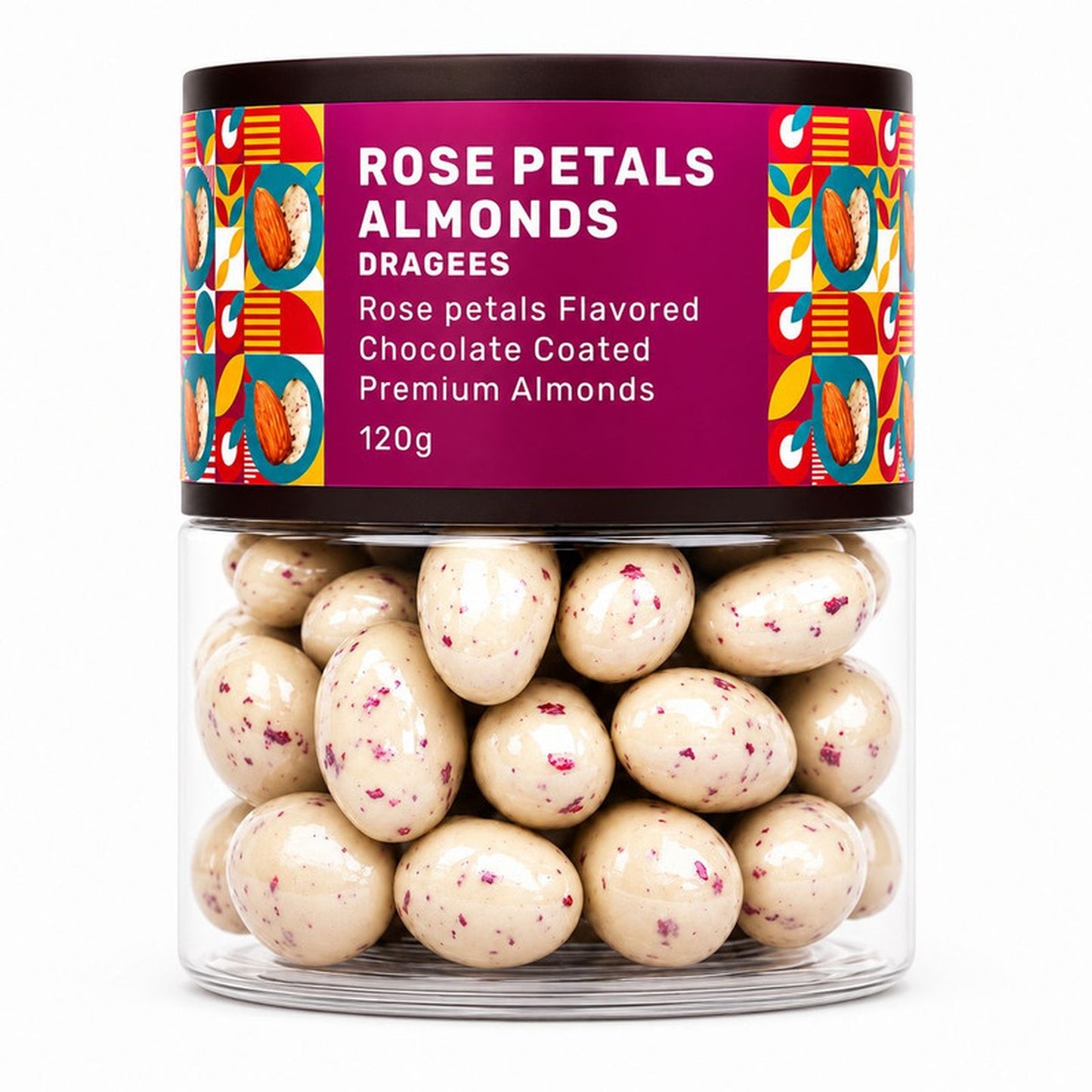 An elegant gift box featuring Oracle's floral chocolate-coated badam dragees.