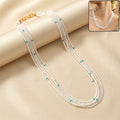 Pearl Mala Necklace – Elegant Multi-Layer Design with Blue Accents