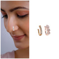 Triple Cluster CZ No Piercing Nose Ring – Gold & Rose Gold Combo