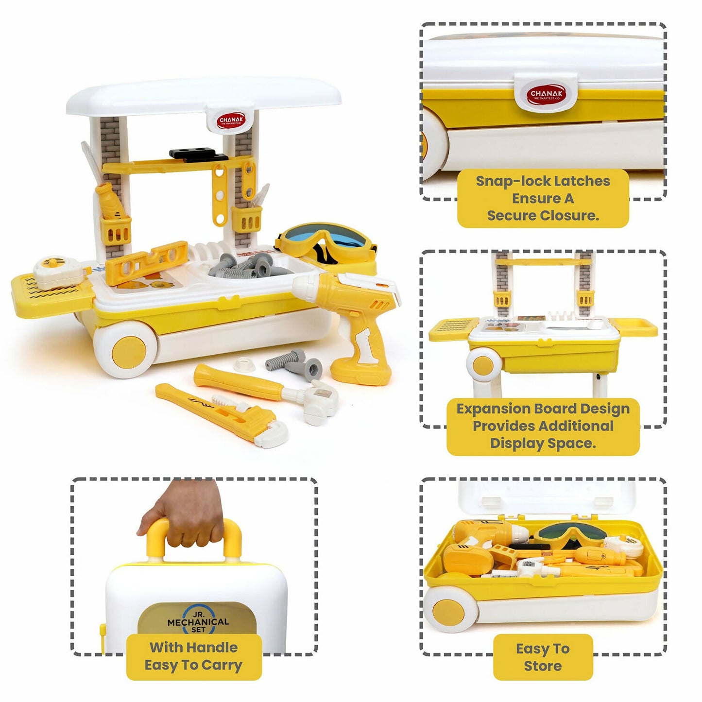 Compact briefcase form of Aditi kids tool trolley toy