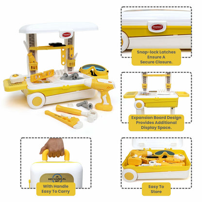 Compact briefcase form of Aditi kids tool trolley toy