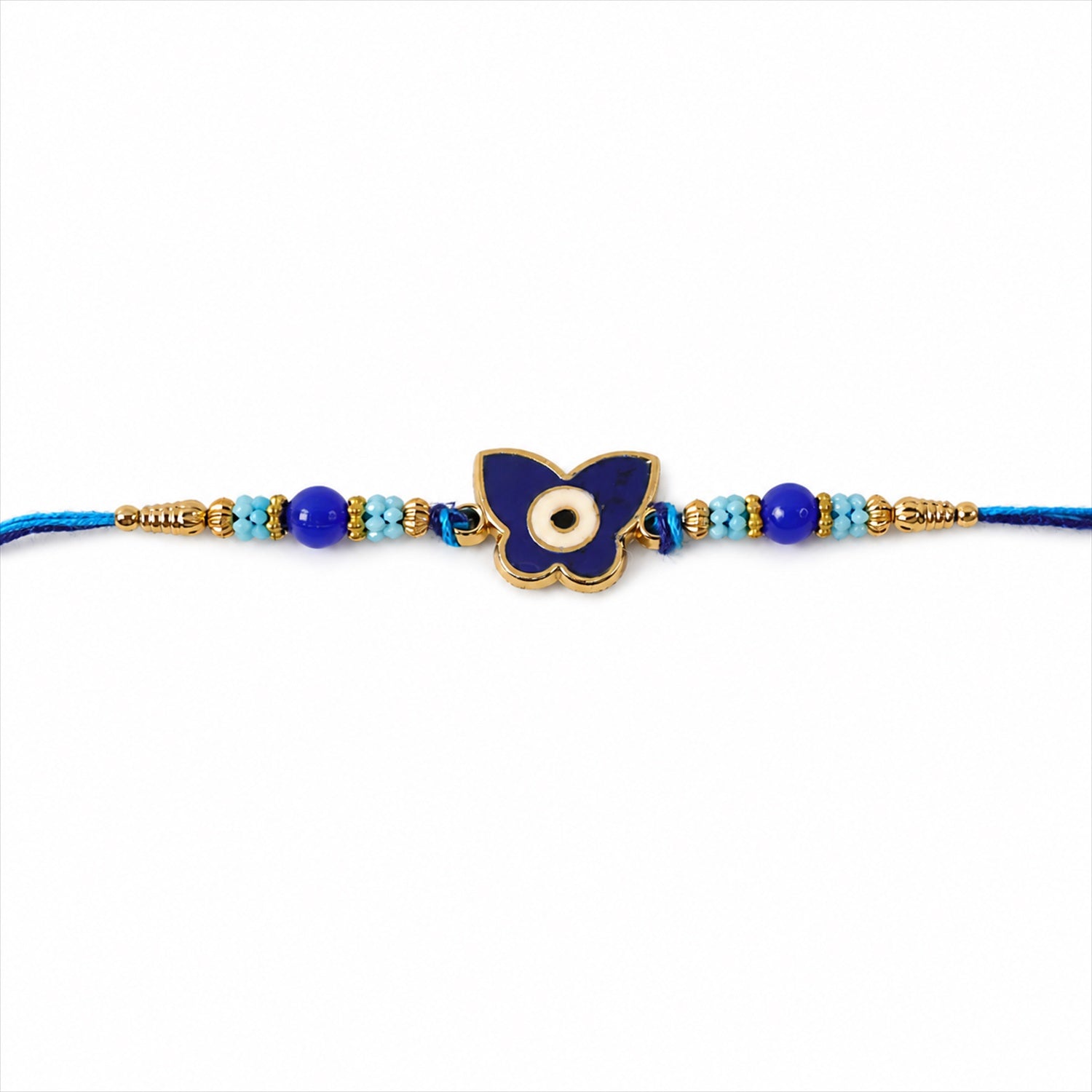 Stylish Butterfly Nazar Evil Eye Enamel Bead Rakhi