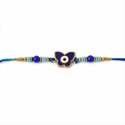 Stylish Butterfly Nazar Evil Eye Enamel Bead Rakhi