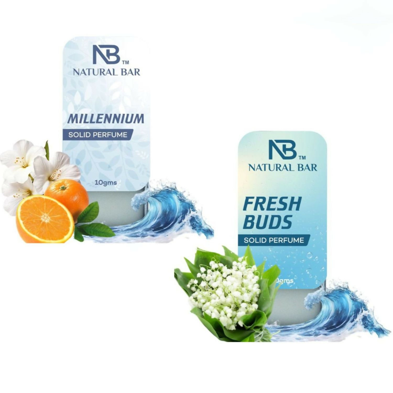 Natural Bar Millennium And fresh buds solid perfume combo| Alcohol Free Cologne for Men & Women | Strong & Lasting Fragrance | Gifting Set for Him & Her