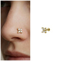 Gold Plated AD Flower Nosepin with Flat Back for Comfortable Wear