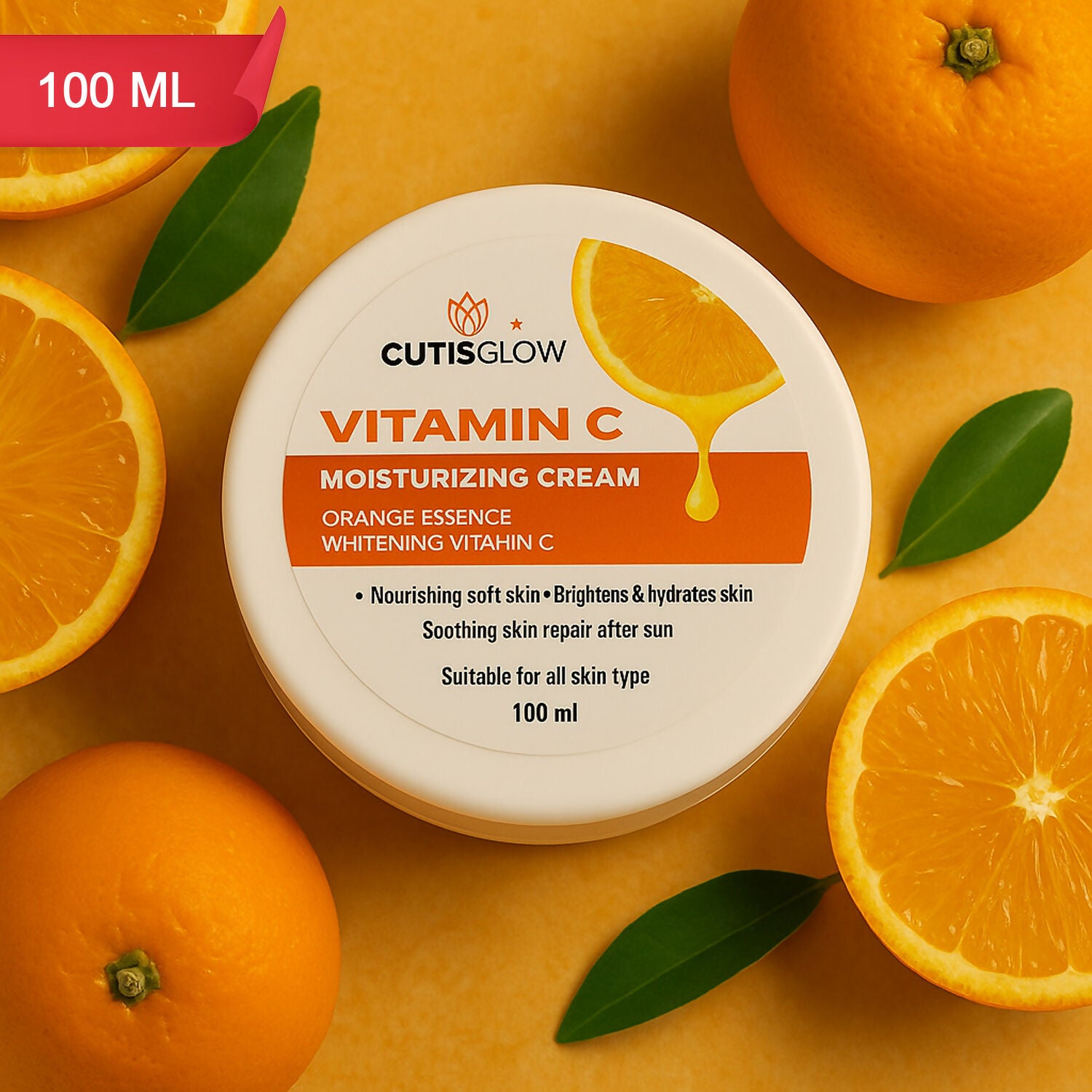 Eyelet Vitamin C Moisturizing Cream – Brightening & Hydrating Cream with Orange Essence for Glowing & Even Skin Tone, Suitable for All Skin Types (100ml)