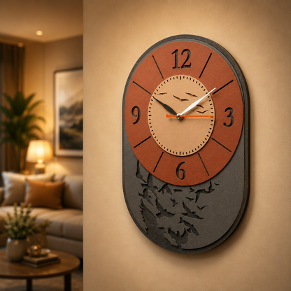Bird Clock Balck 5
