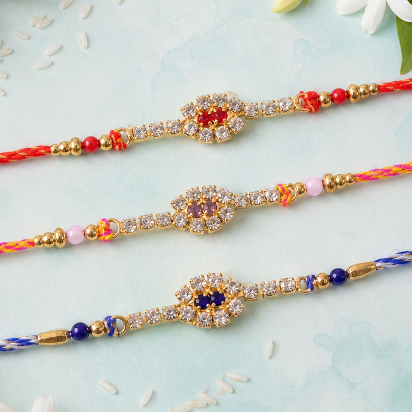 Slim Oval Motif Rakhi with Delicate AD Sparkle (Pack of 6)