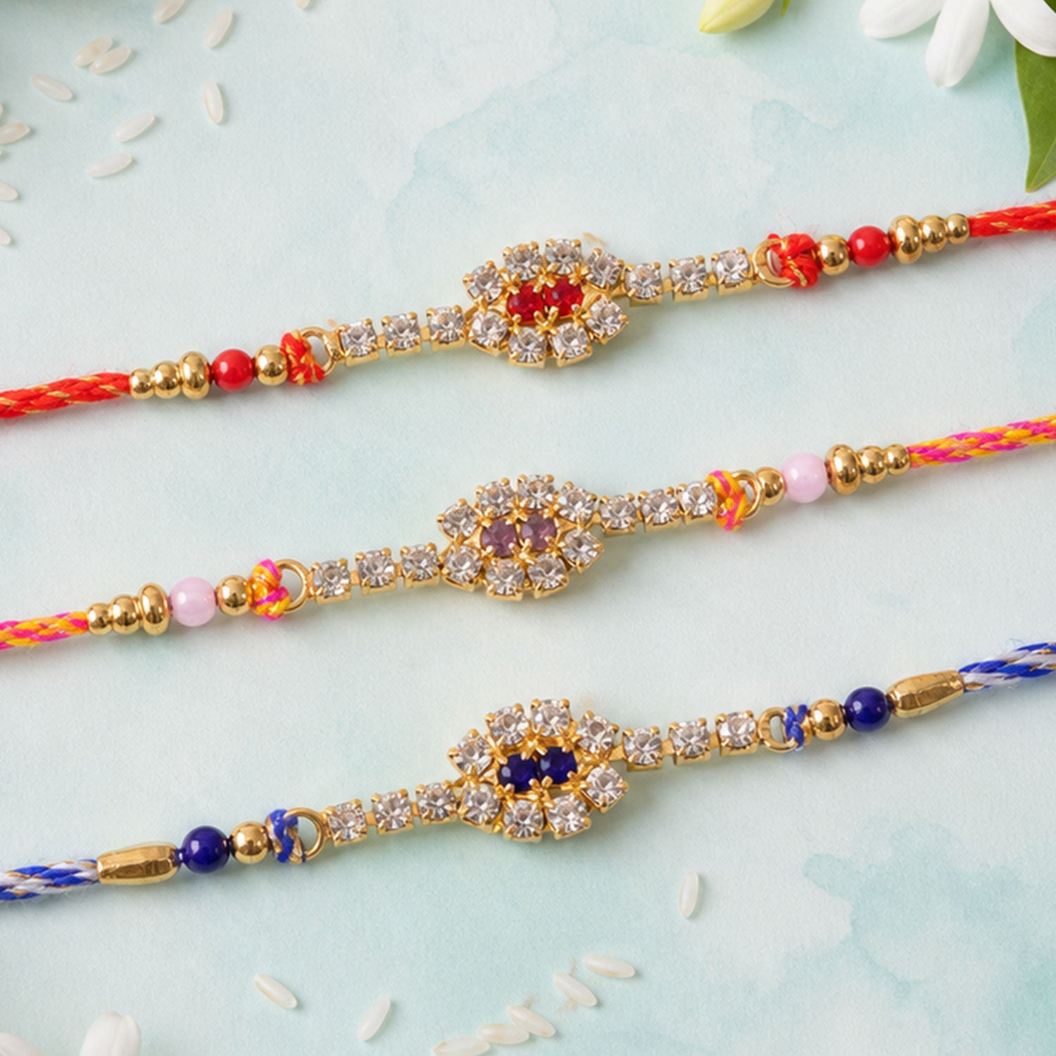 Slim Oval Motif Rakhi with Delicate AD Sparkle (Pack of 6)