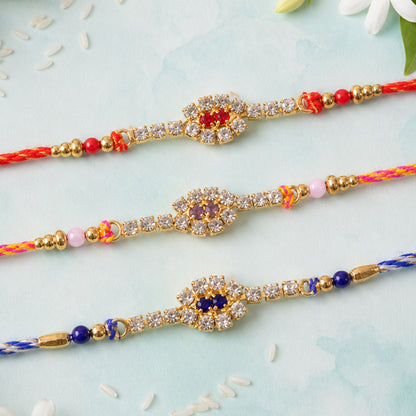 Slim Oval Motif Rakhi with Delicate AD Sparkle (Pack of 6)